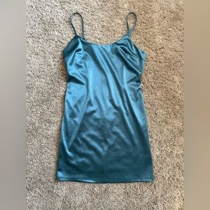 Blue/Teal satin mini dress